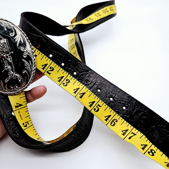 ARTEC BELTS | embossed solid leather large horse carriage buckle belt - Picture 8 of 8